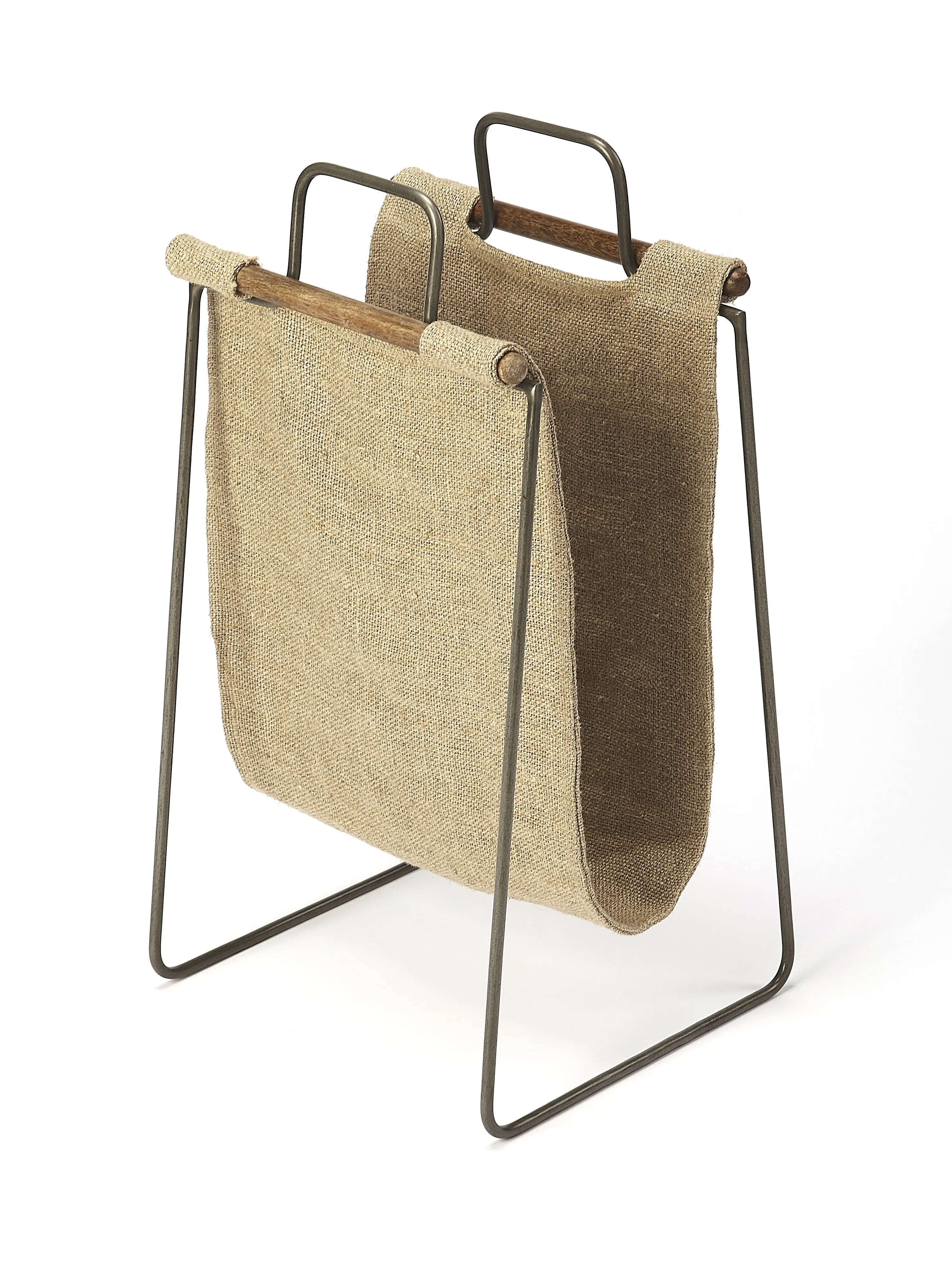 Idaho Burlap & Metal Magazine Basket in Beige  5354140