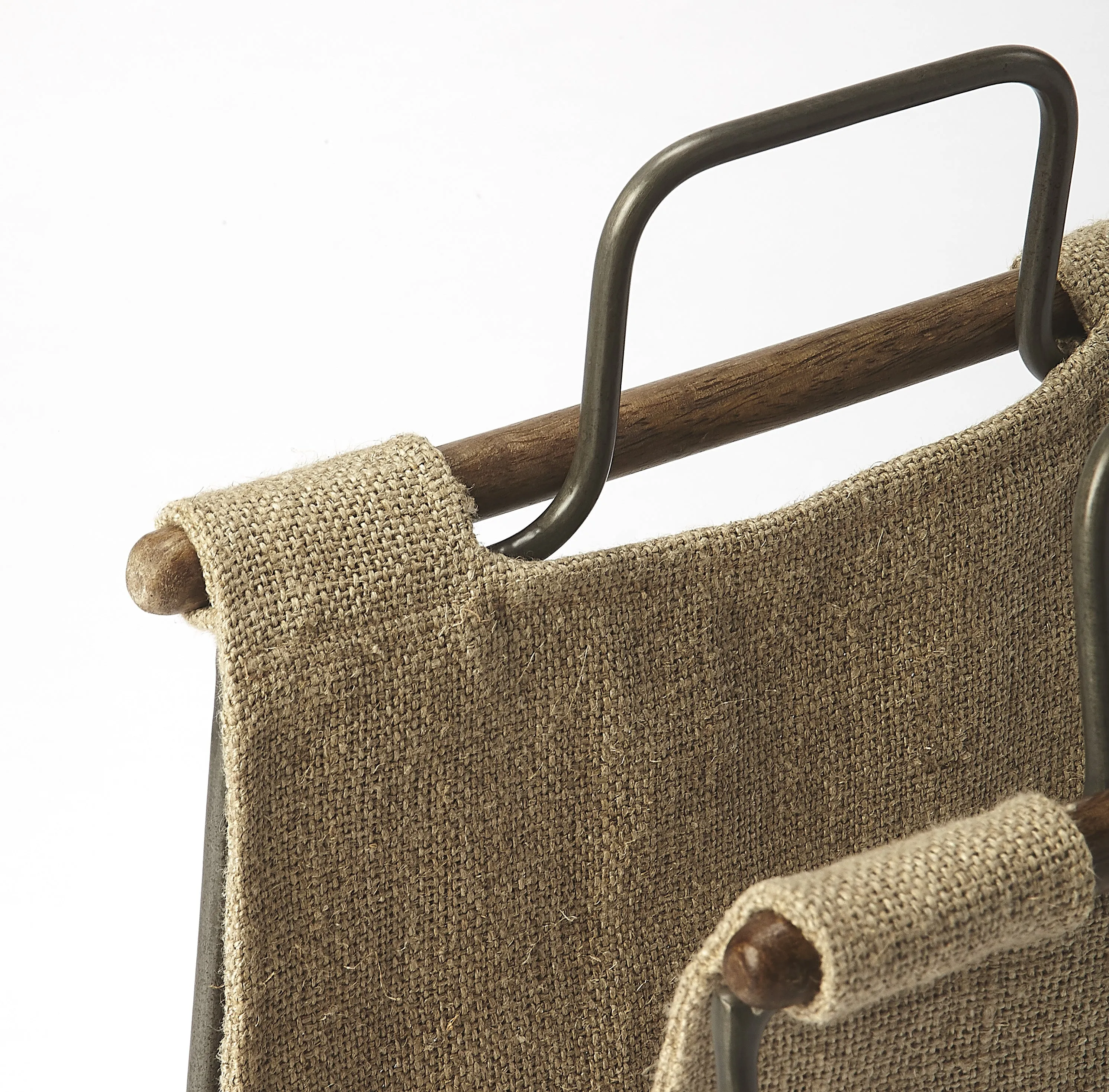 Idaho Burlap & Metal Magazine Basket in Beige  5354140