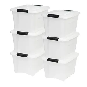IRIS USA TB-17 19 Quart Stack & Pull Box, Multi-Purpose Storage Bin, 6 Pack, Pearl