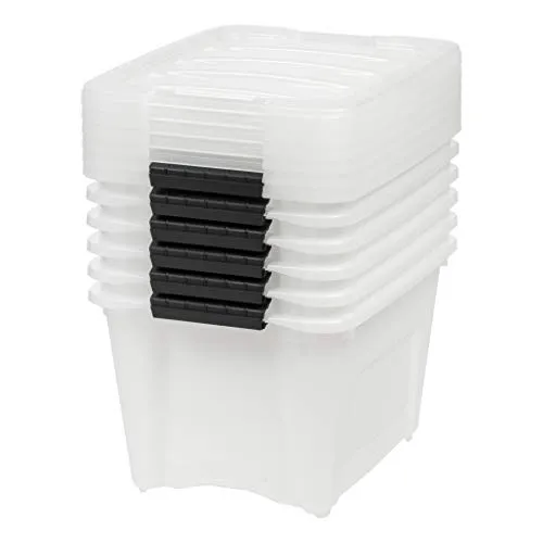 IRIS USA TB-17 19 Quart Stack & Pull Box, Multi-Purpose Storage Bin, 6 Pack, Pearl