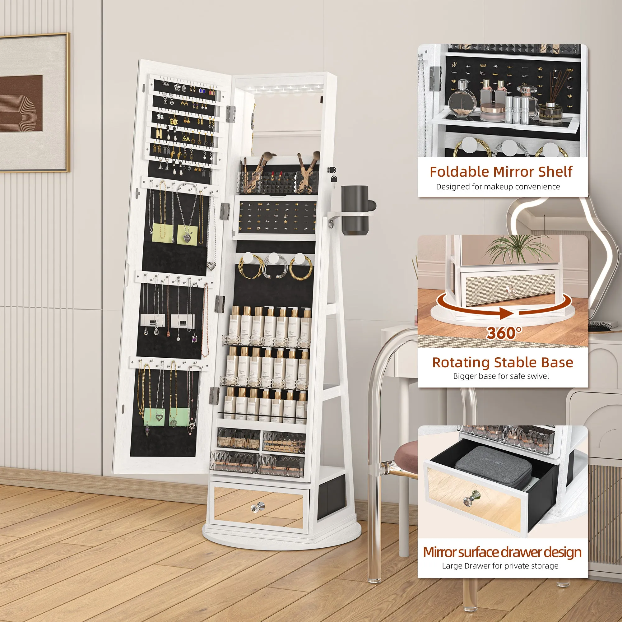 Jewelry Cabinet with 6 LED Lights