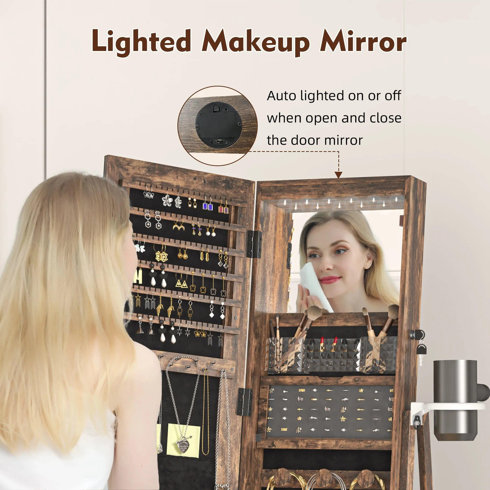 Jewelry Cabinet with 6 LED Lights