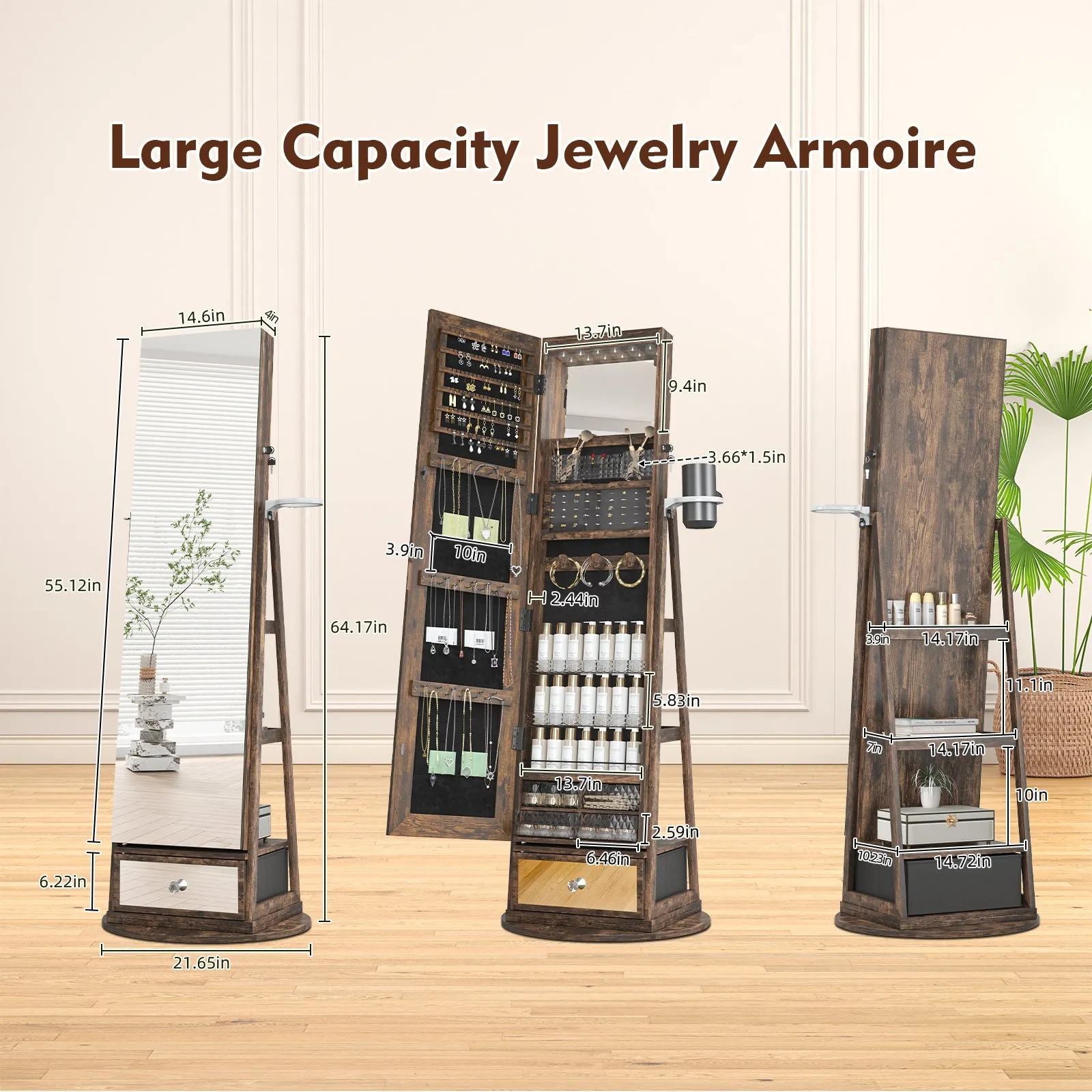 Jewelry Cabinet with 6 LED Lights