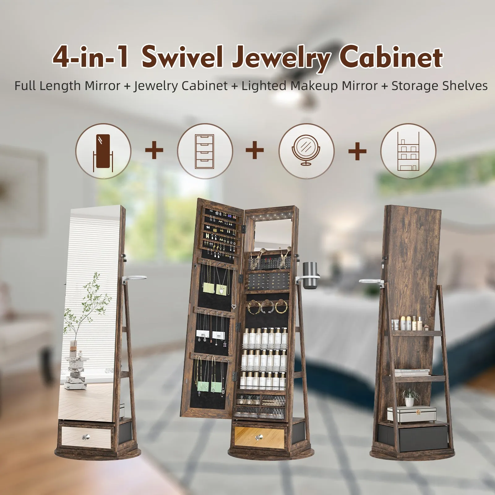 Jewelry Cabinet with 6 LED Lights