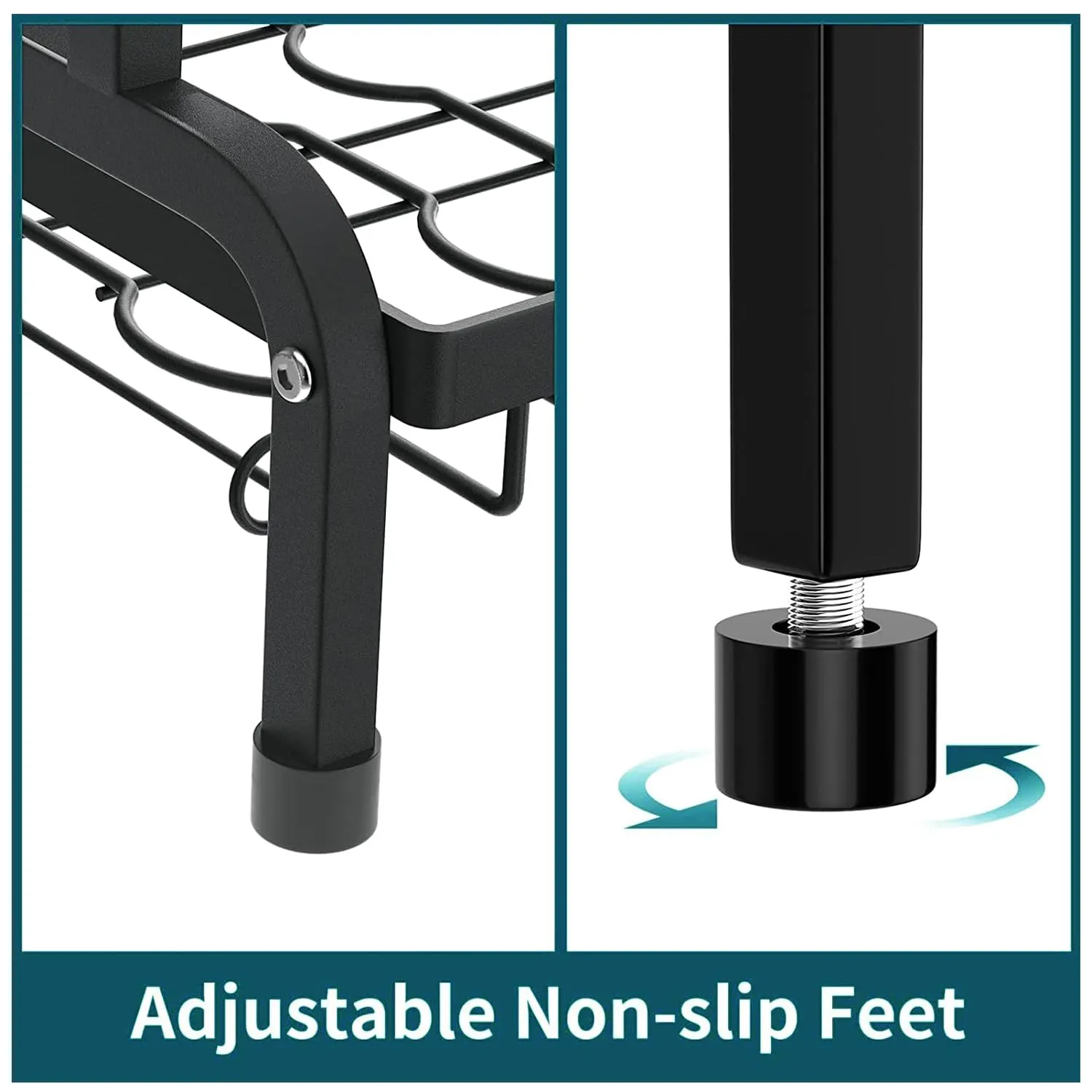 Kuber Industries 2-Layer Dish Drying Rack|Storage Rack for Kitchen Counter|Drainboard & Cutting Board Holder|Premium Utensils Basket|Free Mounting (Black)