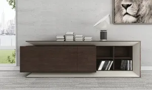 Large Executive Office Sideboard Cupboard Chocolate Walnut and Ivory 0C6T312