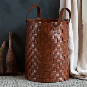 Leather Woven Basket