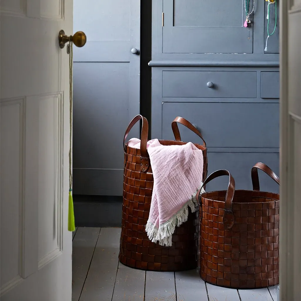 Leather Woven Basket