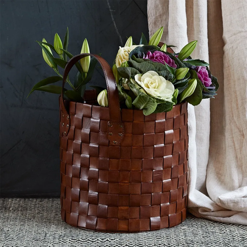 Leather Woven Basket