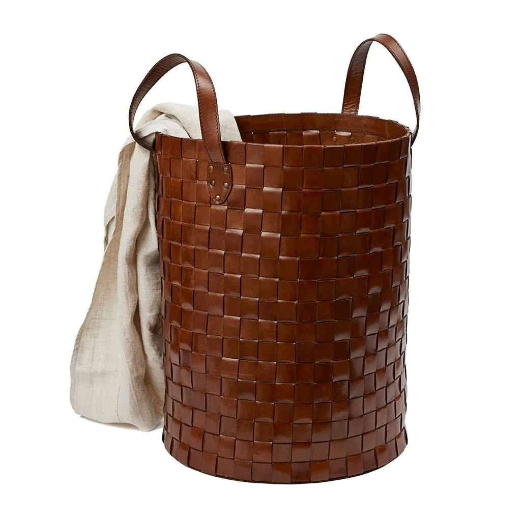Leather Woven Basket