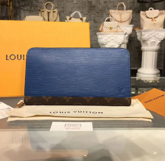 Louis Vuitton Zippy Organizer Epi Leather Blue and Gray