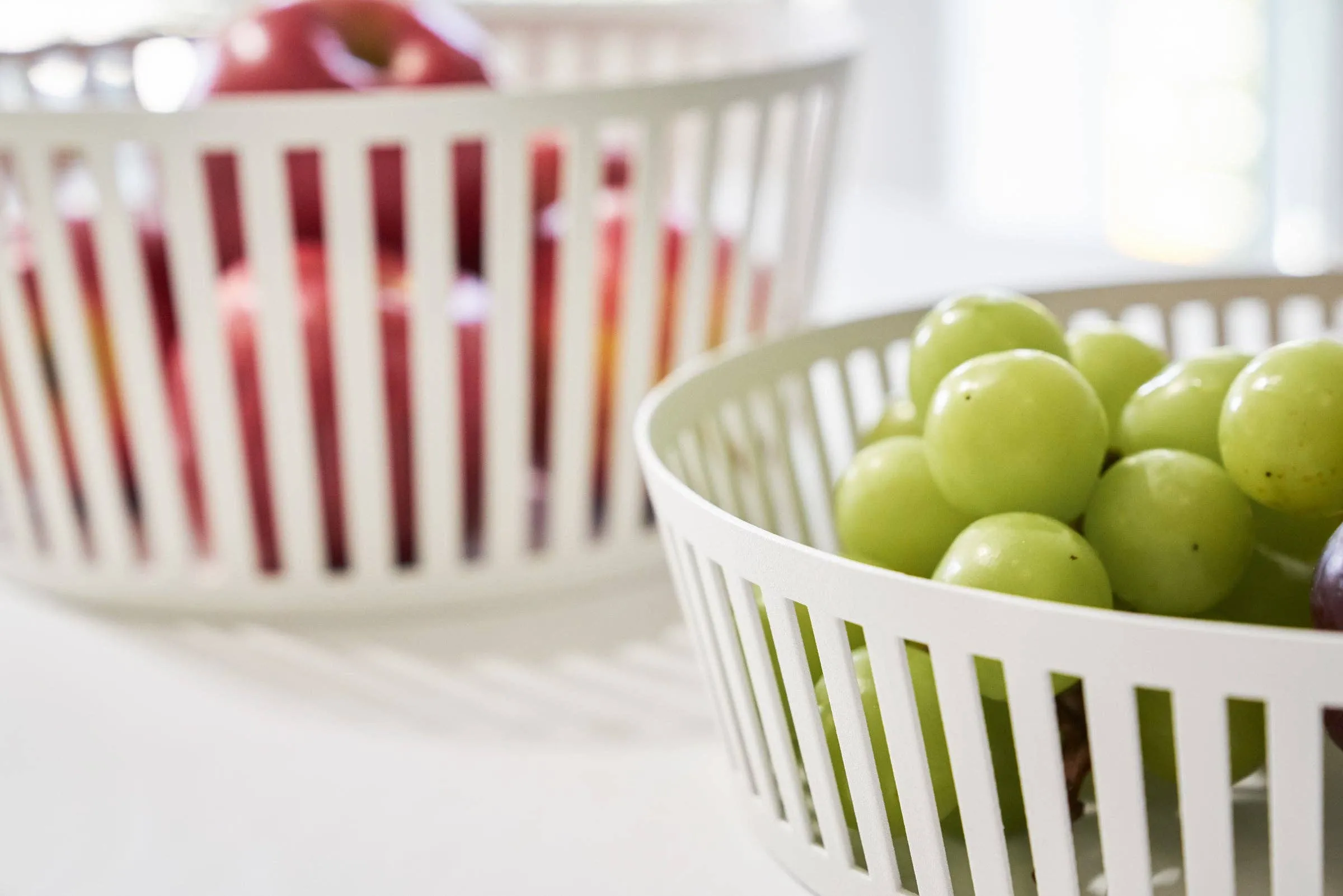Low White Fruit Basket