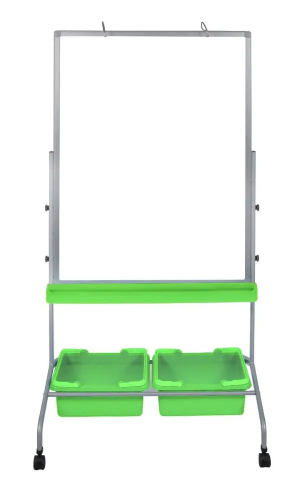 Luxor Classroom Chart Stand with Green Storage Bins MB3040WBIN