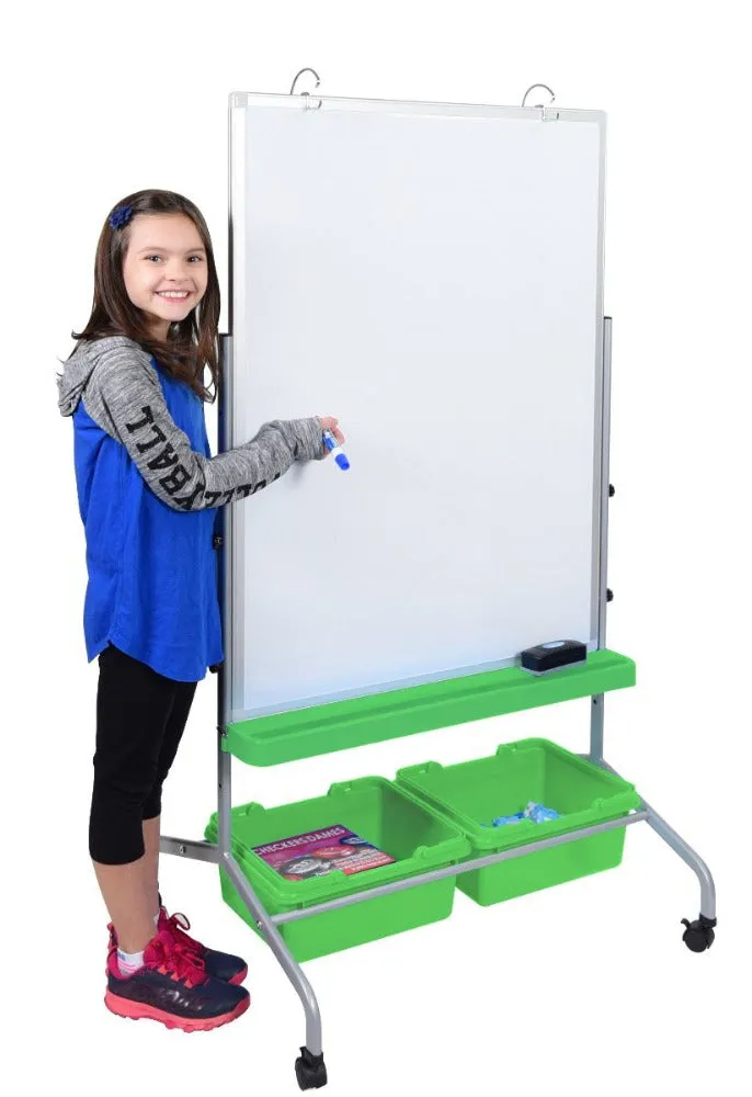 Luxor Classroom Chart Stand with Green Storage Bins MB3040WBIN