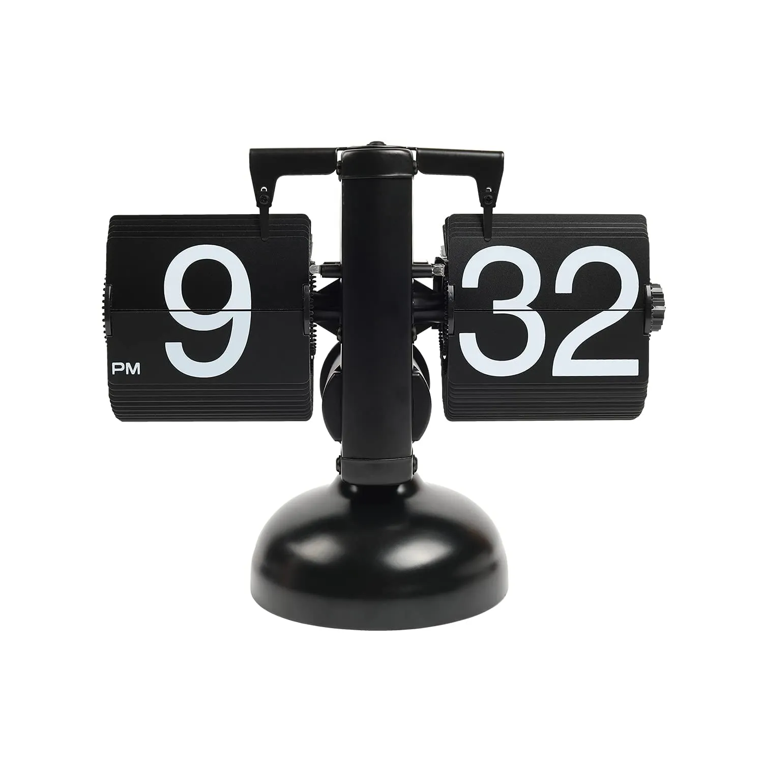 Maa Laxmi .〓Flip Desk Clock, 24 Hours Walnut Wood Base Retro Digital Flip Desk Clock, Internal Gear Operated Battery Operated Mechanical Melting Clock for Home Room Office Decoration