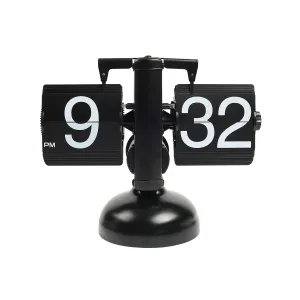 Maa Laxmi .〓Flip Desk Clock, 24 Hours Walnut Wood Base Retro Digital Flip Desk Clock, Internal Gear Operated Battery Operated Mechanical Melting Clock for Home Room Office Decoration