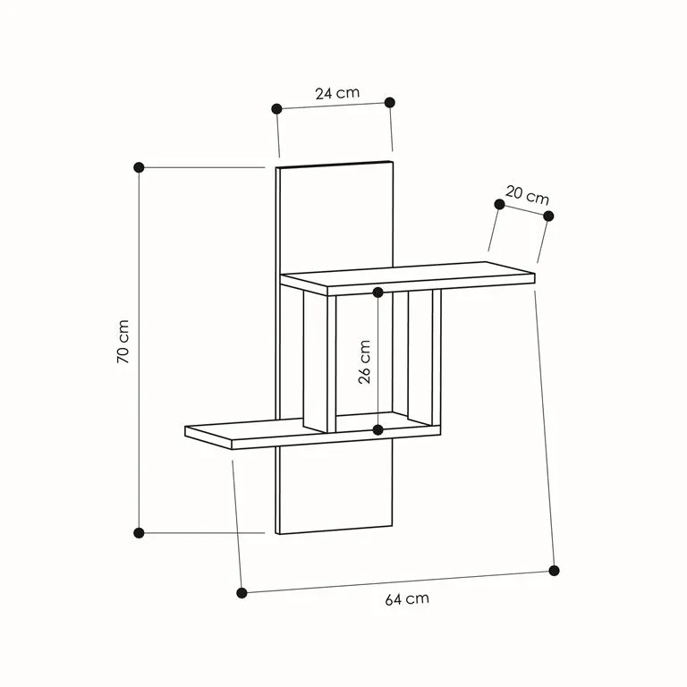 Mill Modern Floating Shelf 70cm Tall