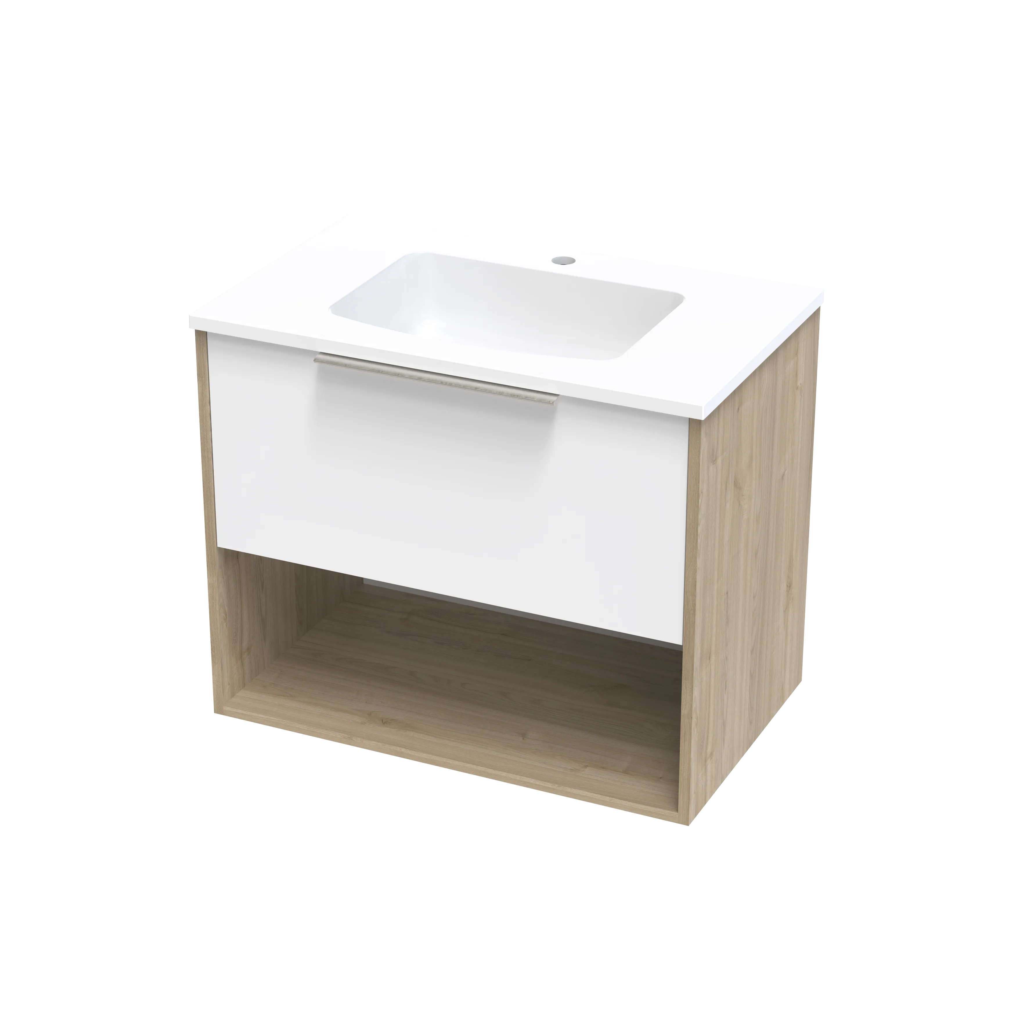 Nikau Grove 750 Drawer Open Shelf Two Tone Wall Vanity