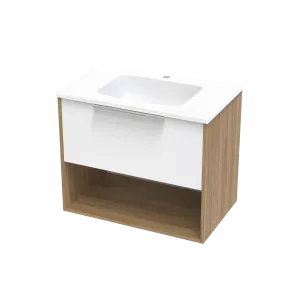 Nikau Grove 750 Drawer Open Shelf Two Tone Wall Vanity