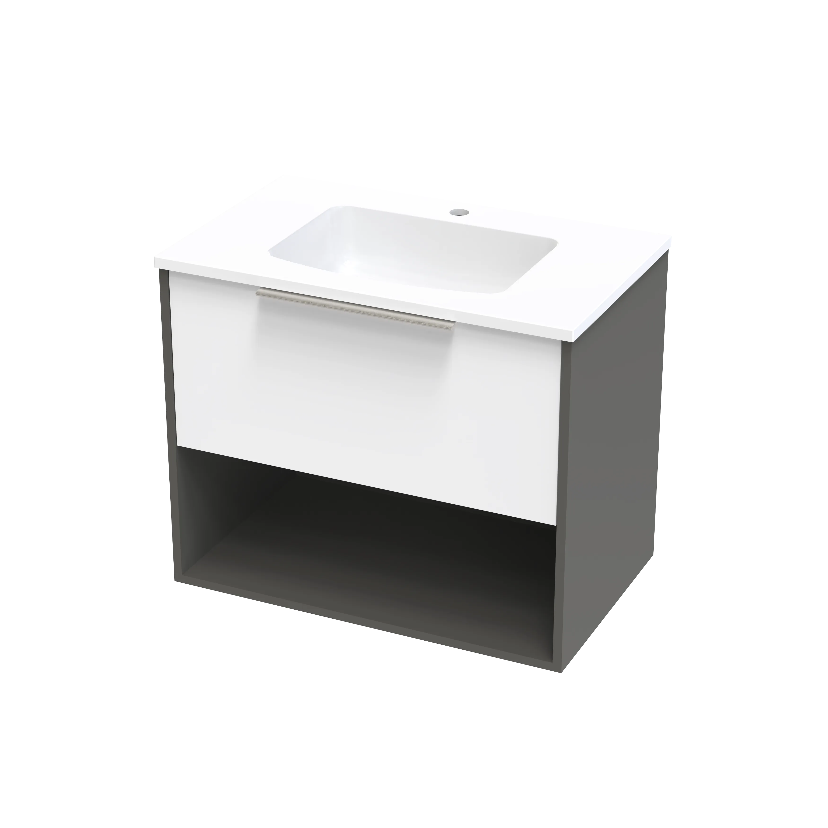Nikau Grove 750 Drawer Open Shelf Two Tone Wall Vanity
