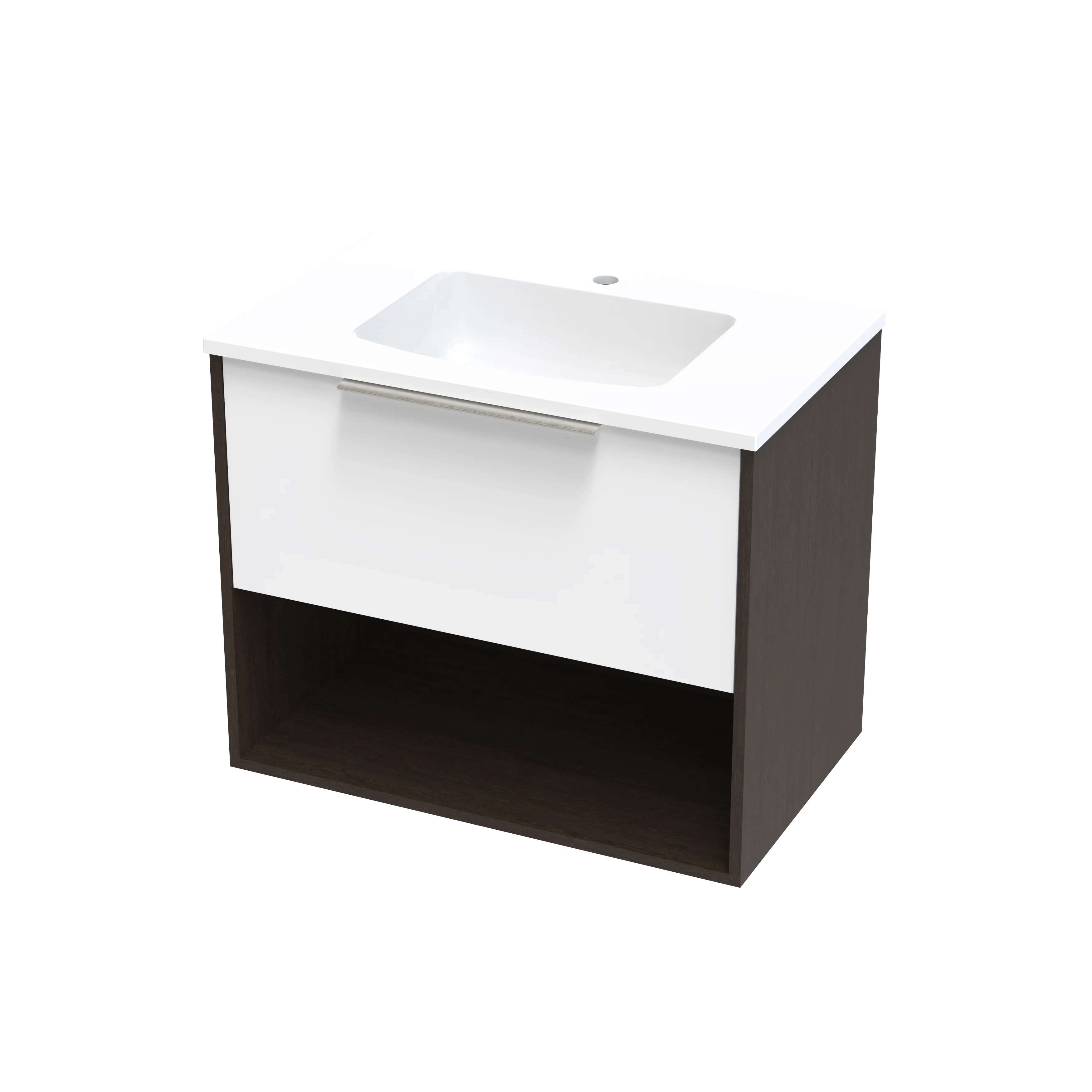 Nikau Grove 750 Drawer Open Shelf Two Tone Wall Vanity