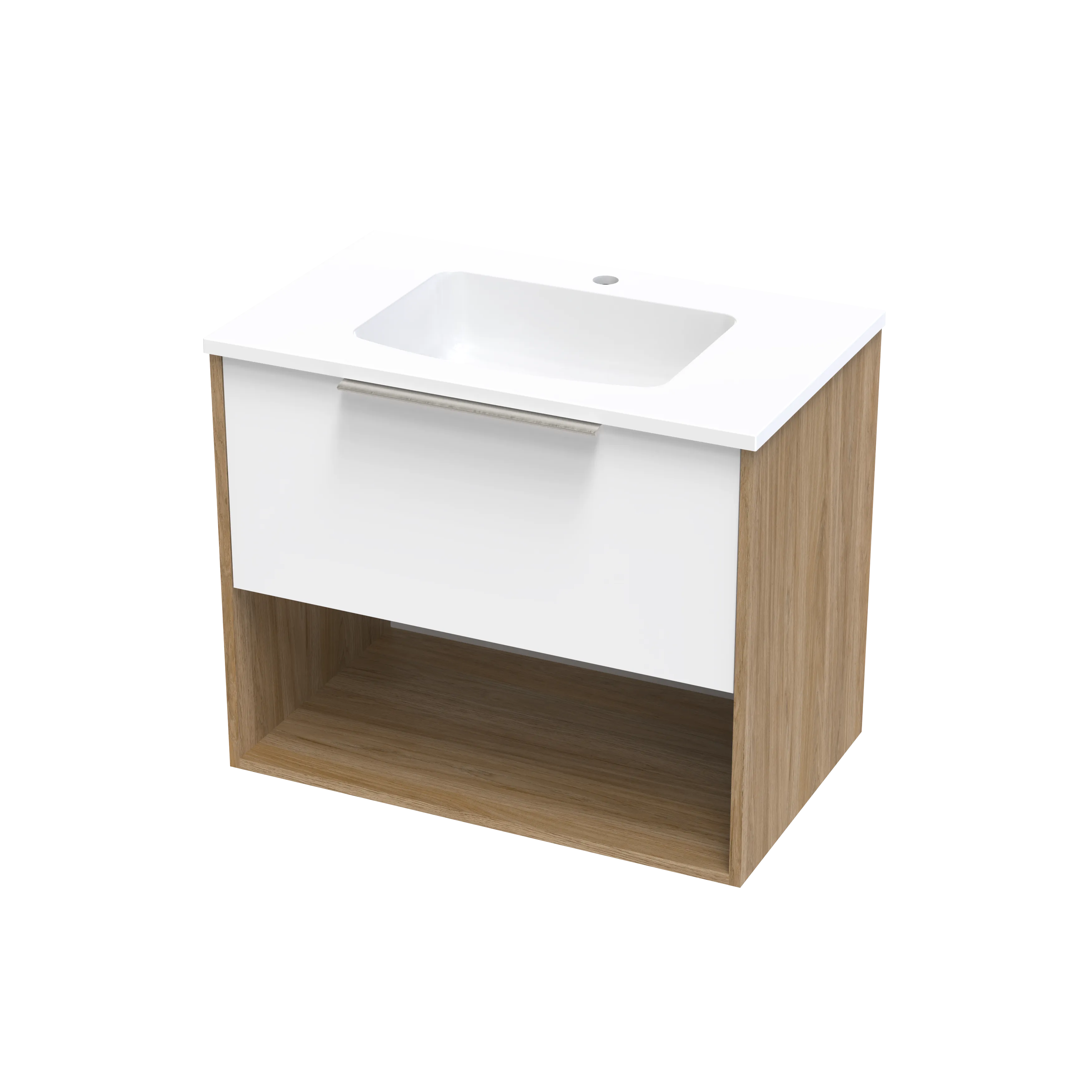Nikau Grove 750 Drawer Open Shelf Two Tone Wall Vanity