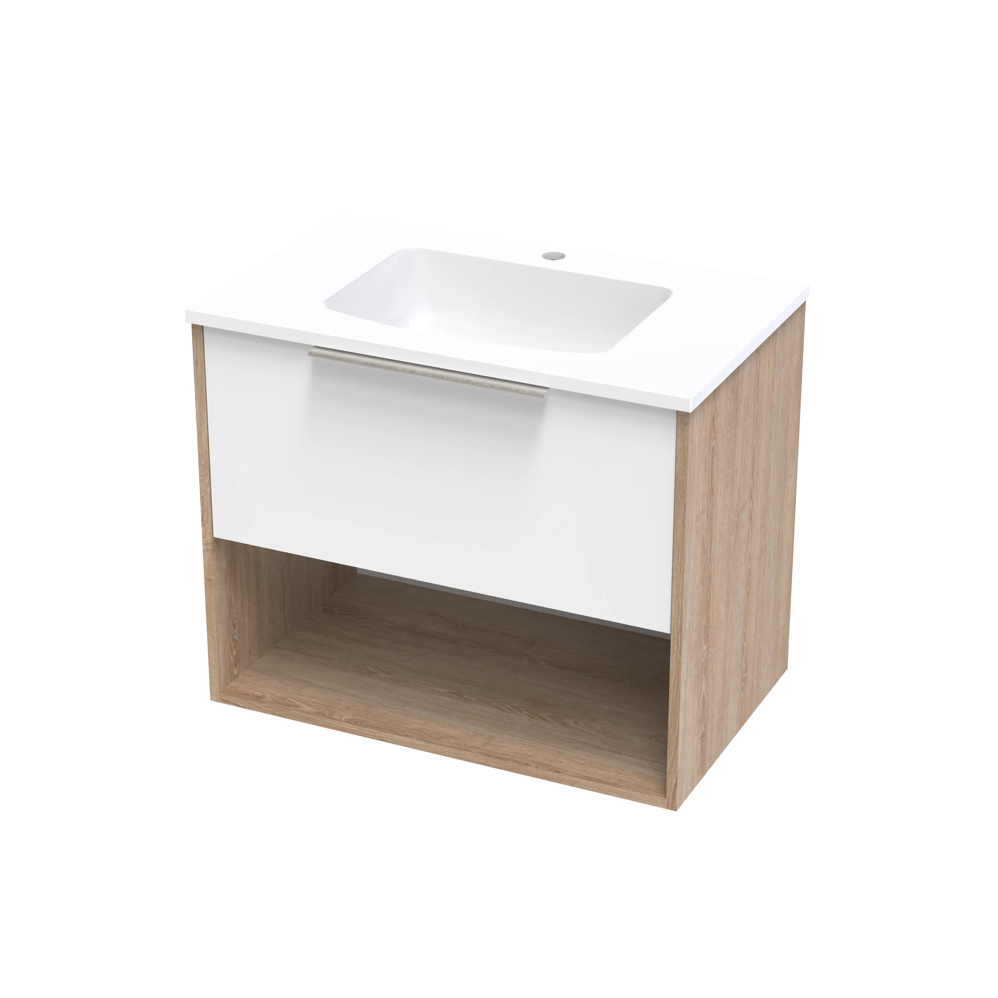 Nikau Grove 750 Drawer Open Shelf Two Tone Wall Vanity