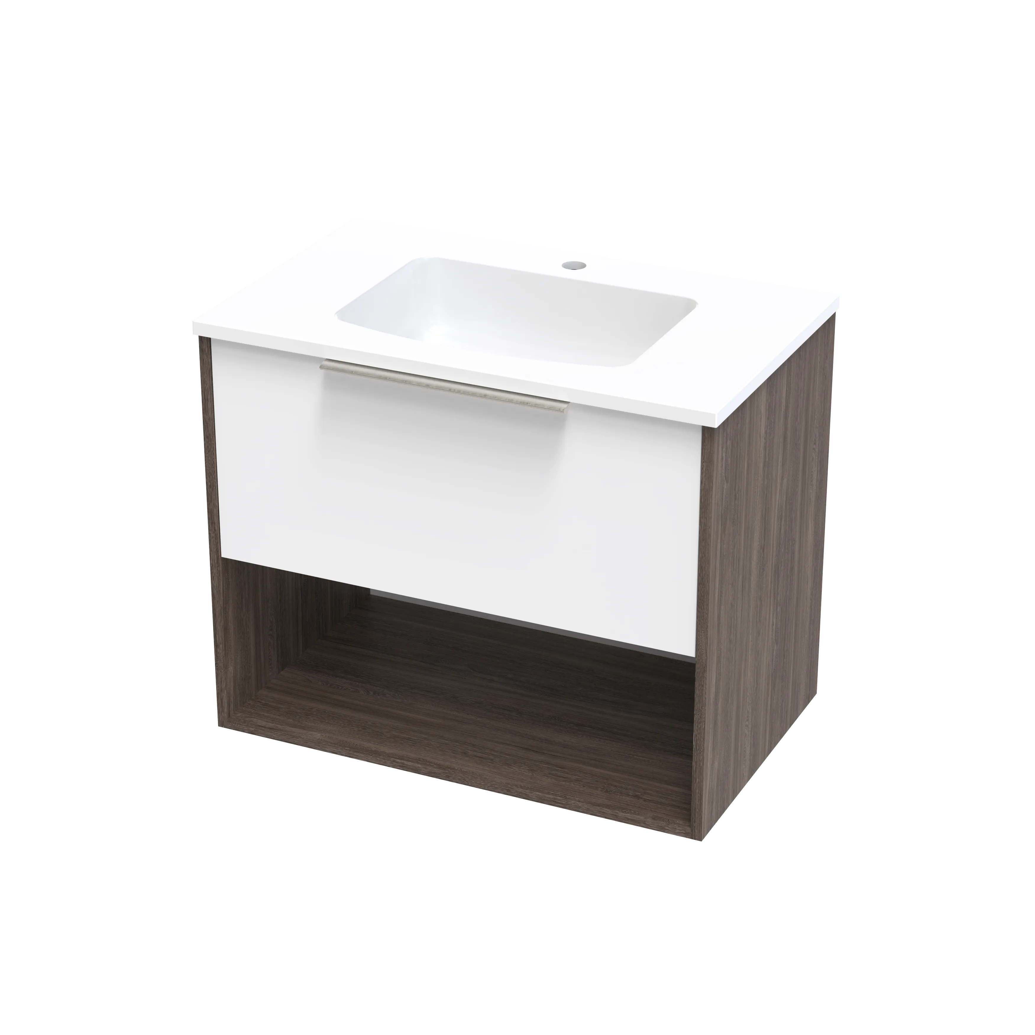 Nikau Grove 750 Drawer Open Shelf Two Tone Wall Vanity