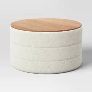 Open Box - Tray Top Upholstered Storage Cocktail Boucle Ottoman Cream/White - Threshold
