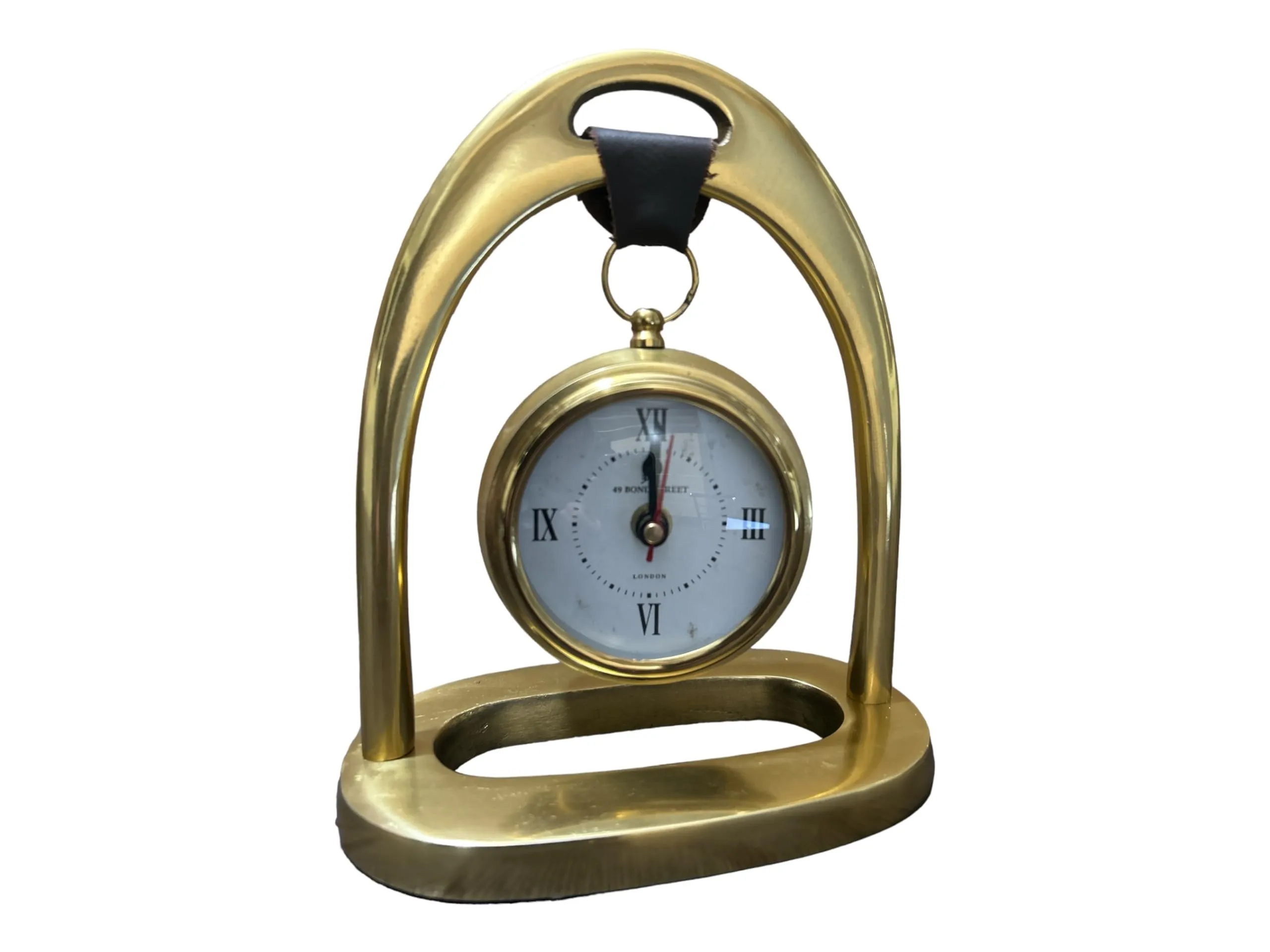 OVERSEAS MART Handmade Brass Polish Table Top Clock - Antique Style Roman Numeral Desk Clock for Home and Office Decor