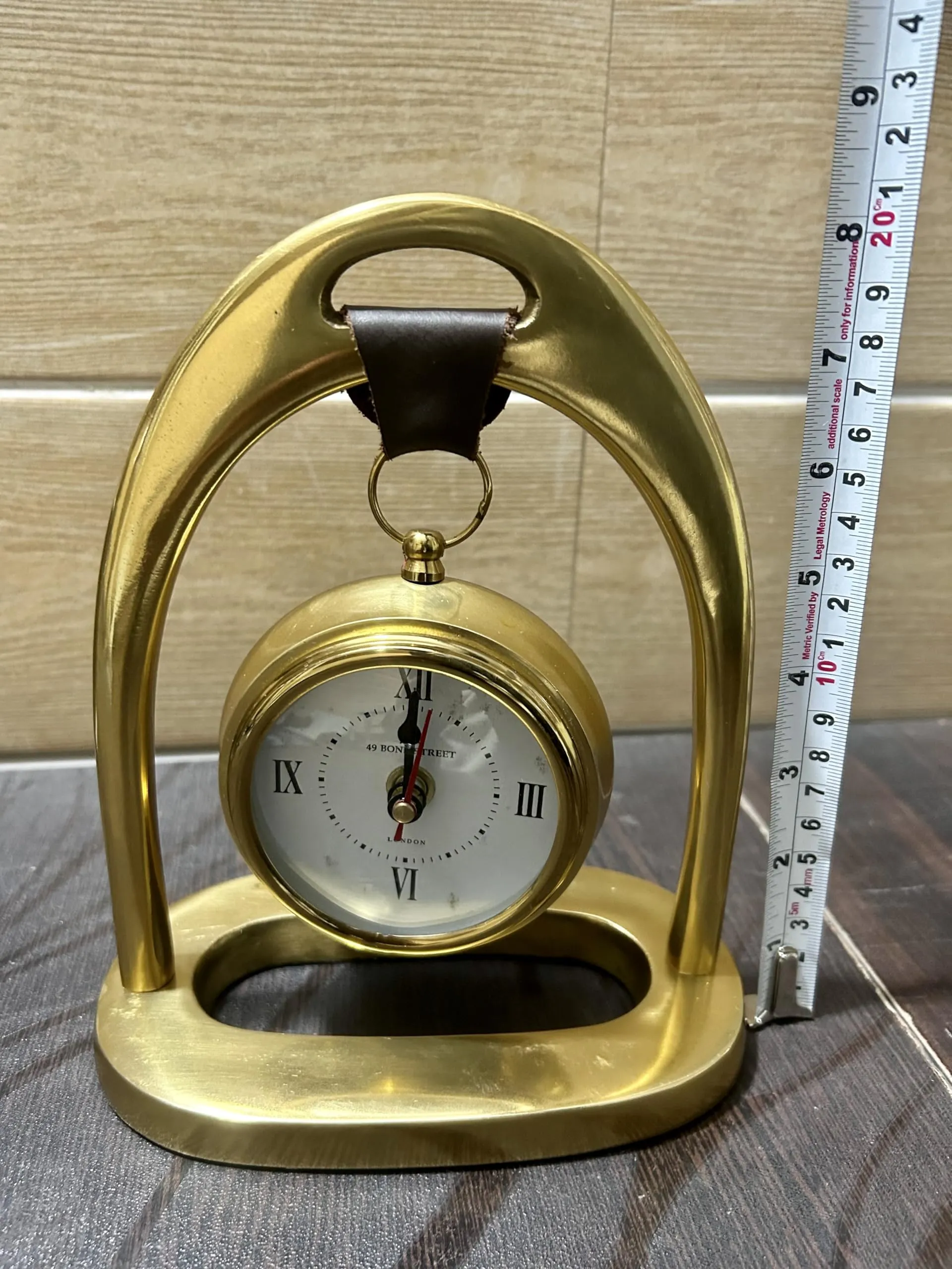 OVERSEAS MART Handmade Brass Polish Table Top Clock - Antique Style Roman Numeral Desk Clock for Home and Office Decor