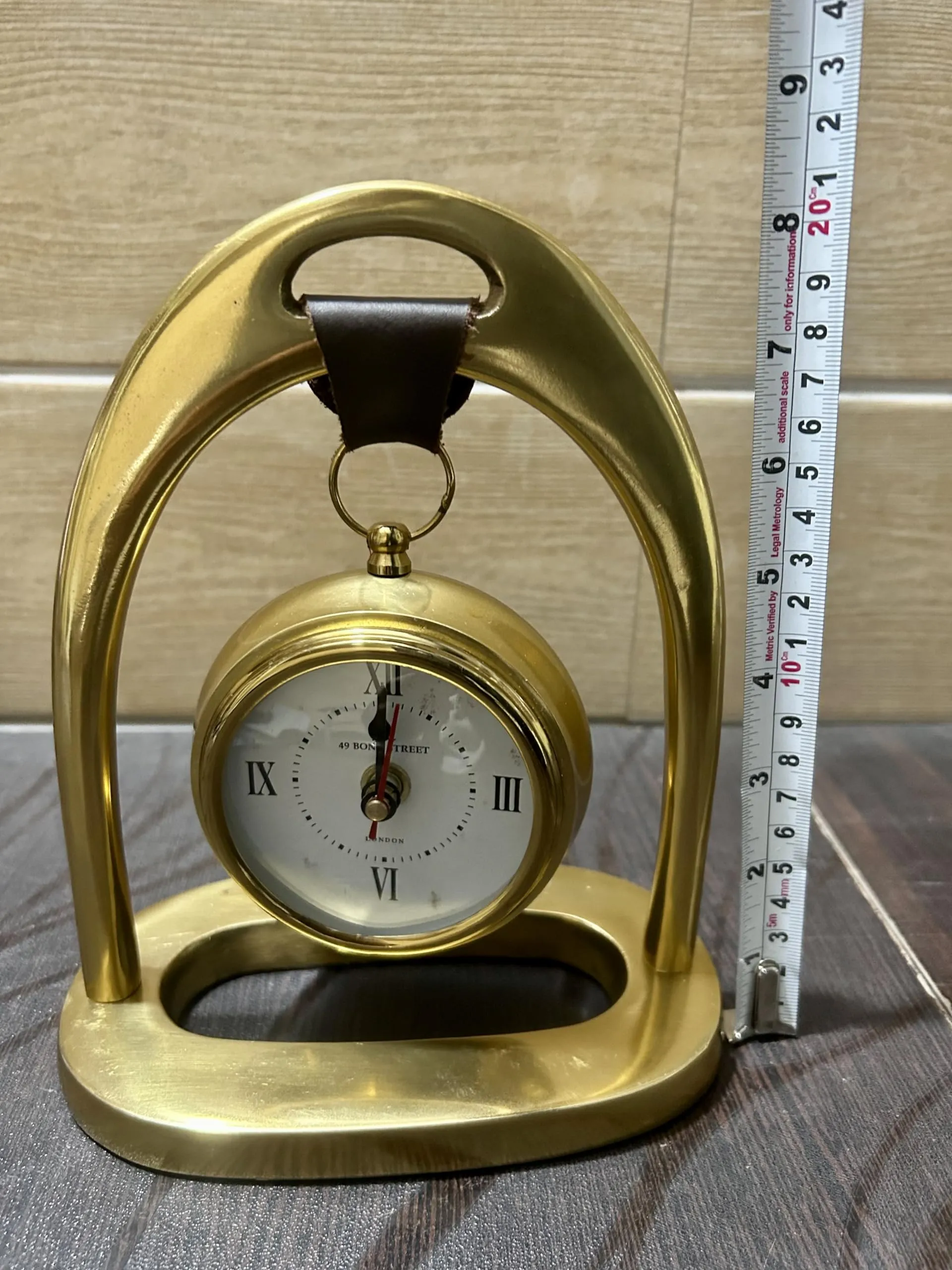 OVERSEAS MART Handmade Brass Polish Table Top Clock - Antique Style Roman Numeral Desk Clock for Home and Office Decor