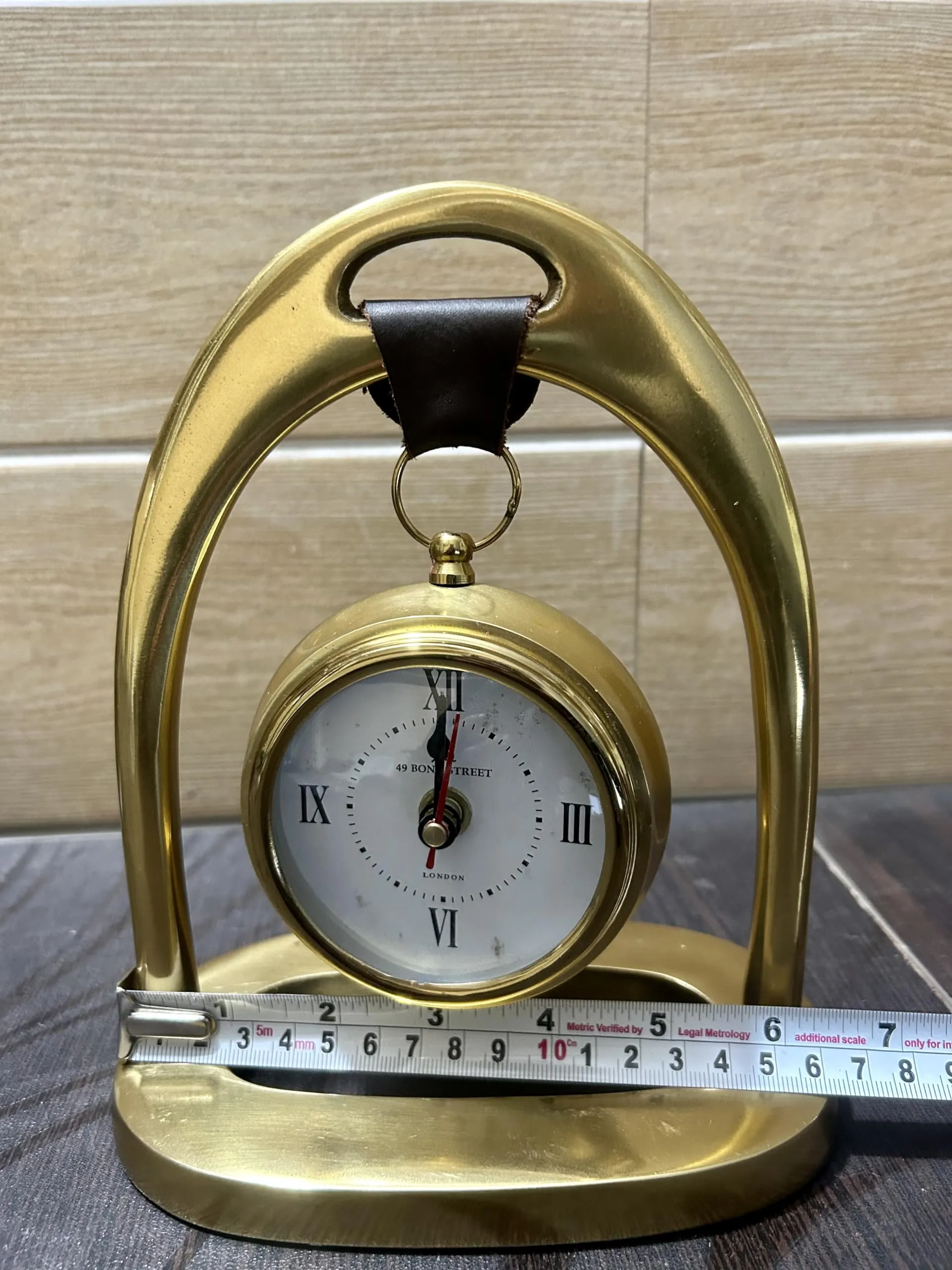 OVERSEAS MART Handmade Brass Polish Table Top Clock - Antique Style Roman Numeral Desk Clock for Home and Office Decor