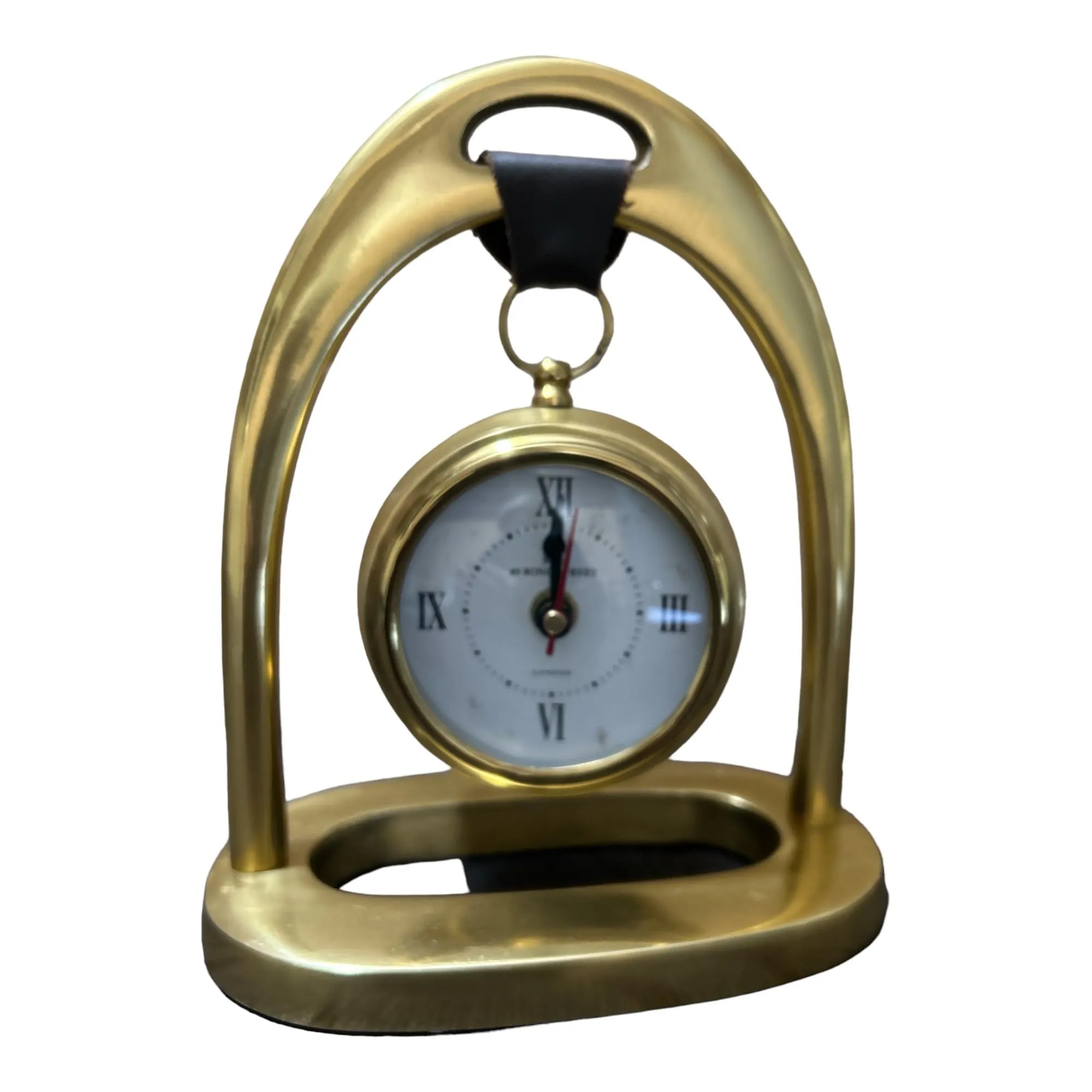 OVERSEAS MART Handmade Brass Polish Table Top Clock - Antique Style Roman Numeral Desk Clock for Home and Office Decor