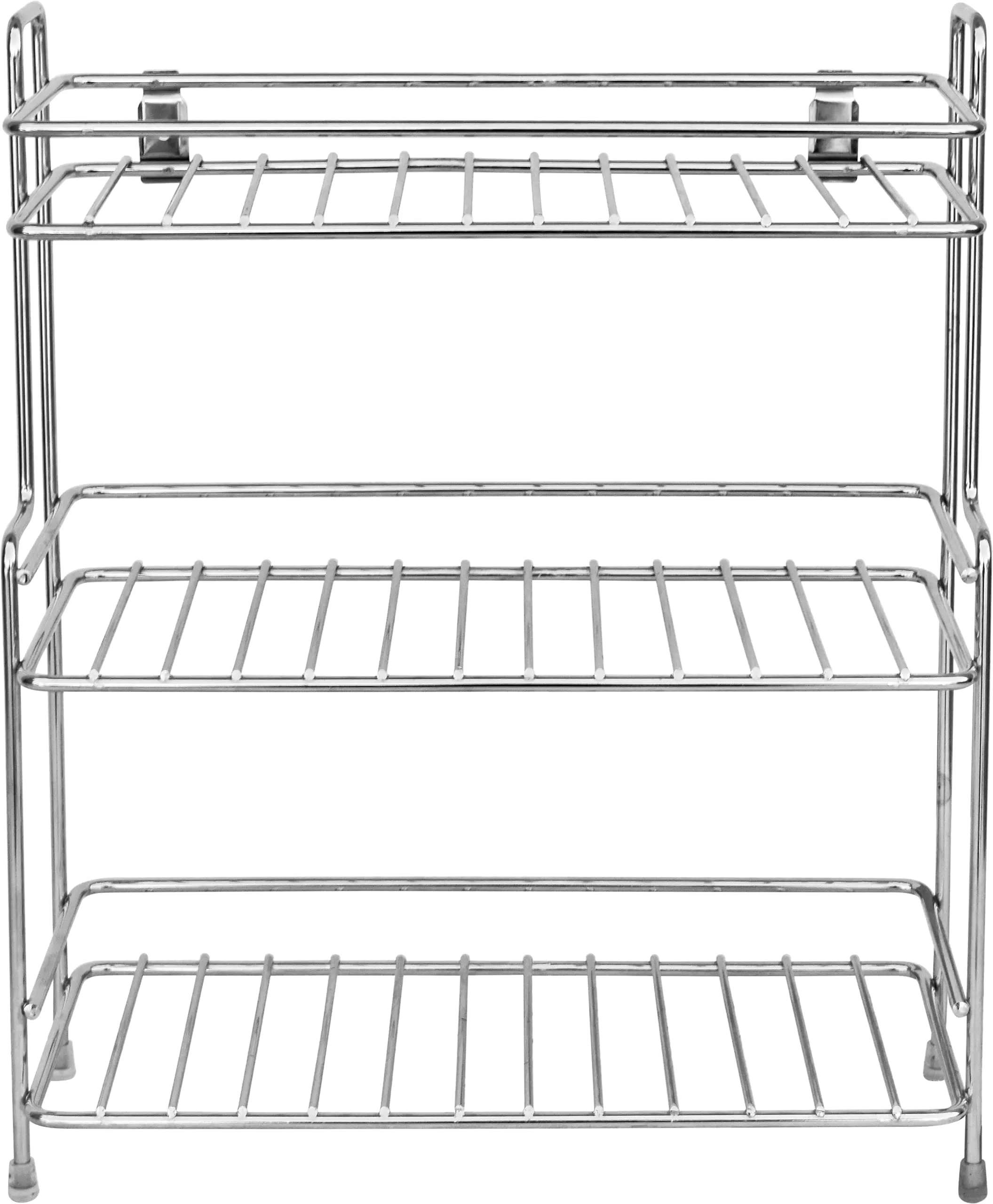 Plantex Stainless Steel Shelf - Multipurpose & Stackable Rack Organizer for Bathroom & Kitchen/Bathroom Accessories (Chrome-Silver) , Set of 1