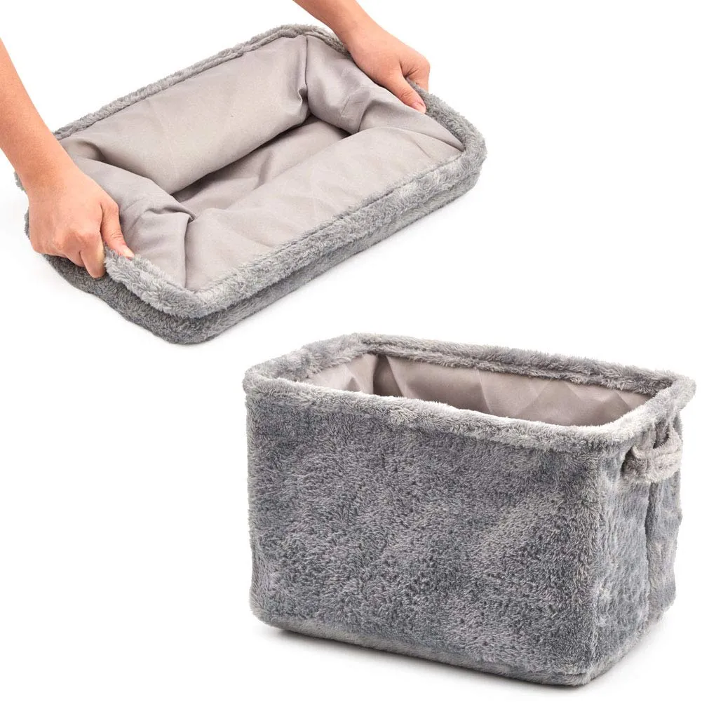 Plush Fabric Storage Bins 3 Pack / Fuzzy Gray