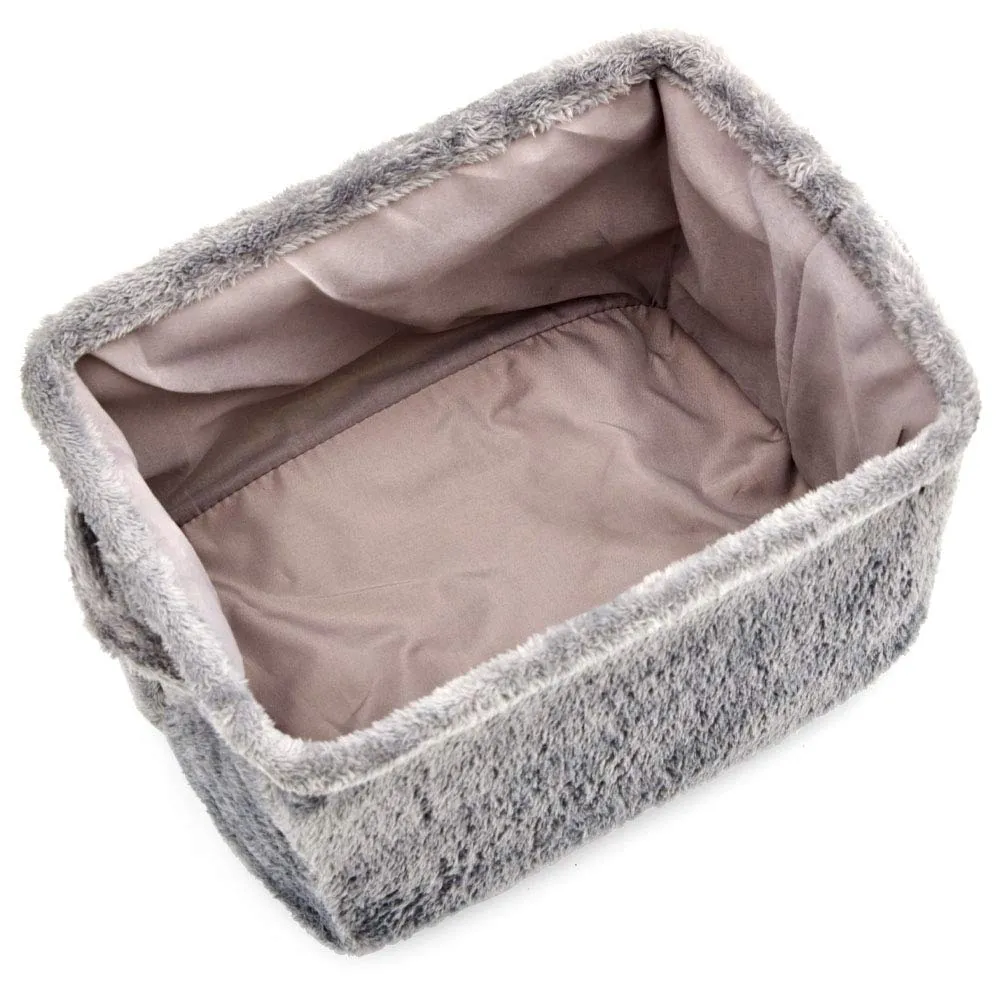 Plush Fabric Storage Bins 3 Pack / Fuzzy Gray