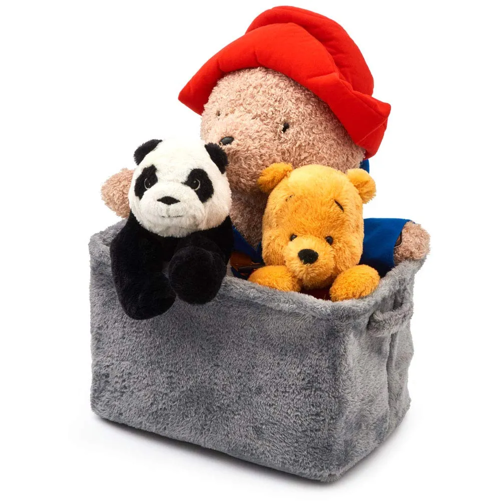 Plush Fabric Storage Bins 3 Pack / Fuzzy Gray