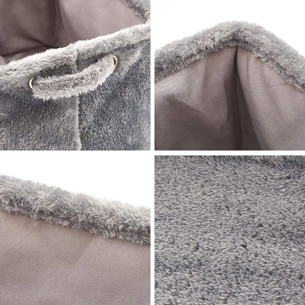 Plush Fabric Storage Bins 3 Pack / Fuzzy Gray