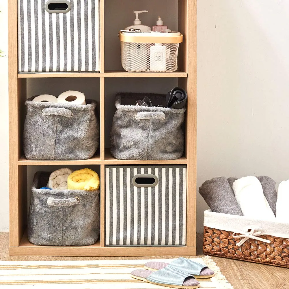 Plush Fabric Storage Bins 3 Pack / Fuzzy Gray