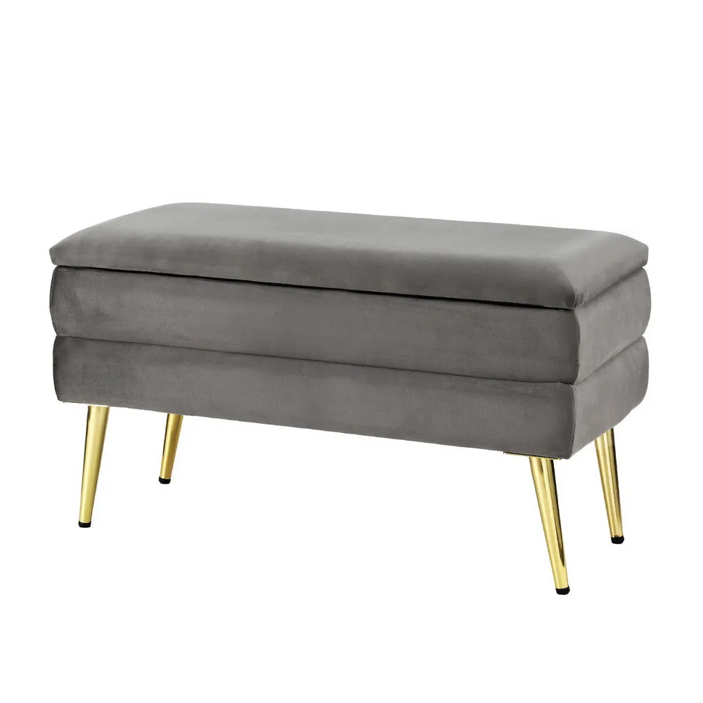 Plush Velvet Storage Ottoman with Metal Legs - Artiss