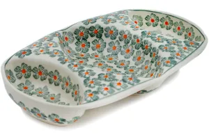 Polish Pottery 10" Divided Dish Orange Blossoms