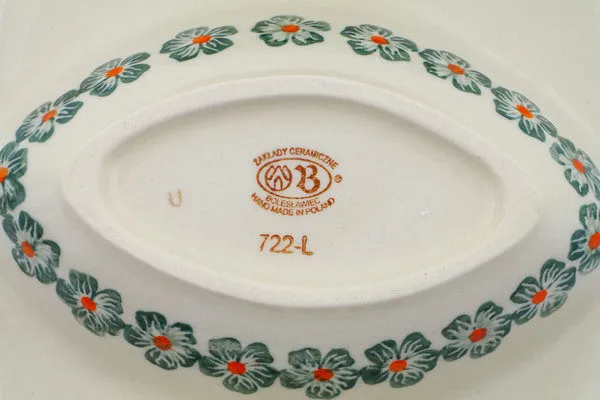 Polish Pottery 10" Divided Dish Orange Blossoms