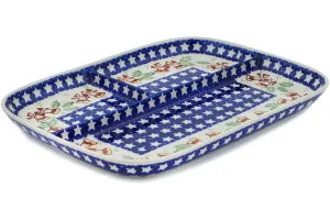 Polish Pottery 12" Divided Dish Sleigh Bells