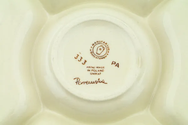 Polish Pottery 14" Divided Dish Flower Garden UNIKAT