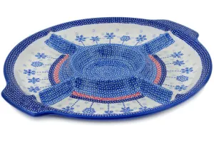 Polish Pottery 14" Divided Dish Winter Sights UNIKAT