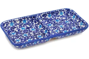 Polish Pottery 7" Divided Dish Flowers On The Lake