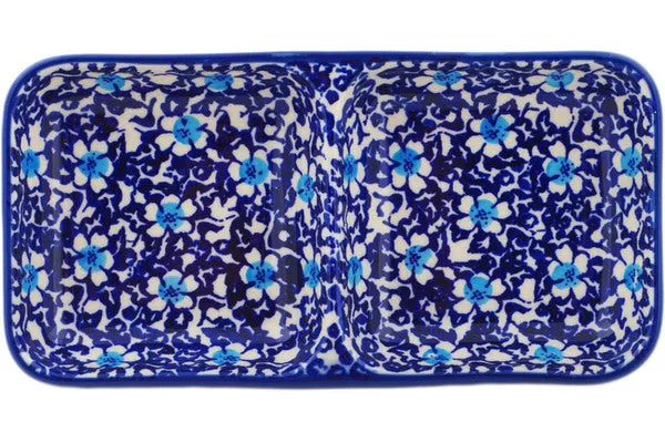Polish Pottery 7" Divided Dish Flowers On The Lake