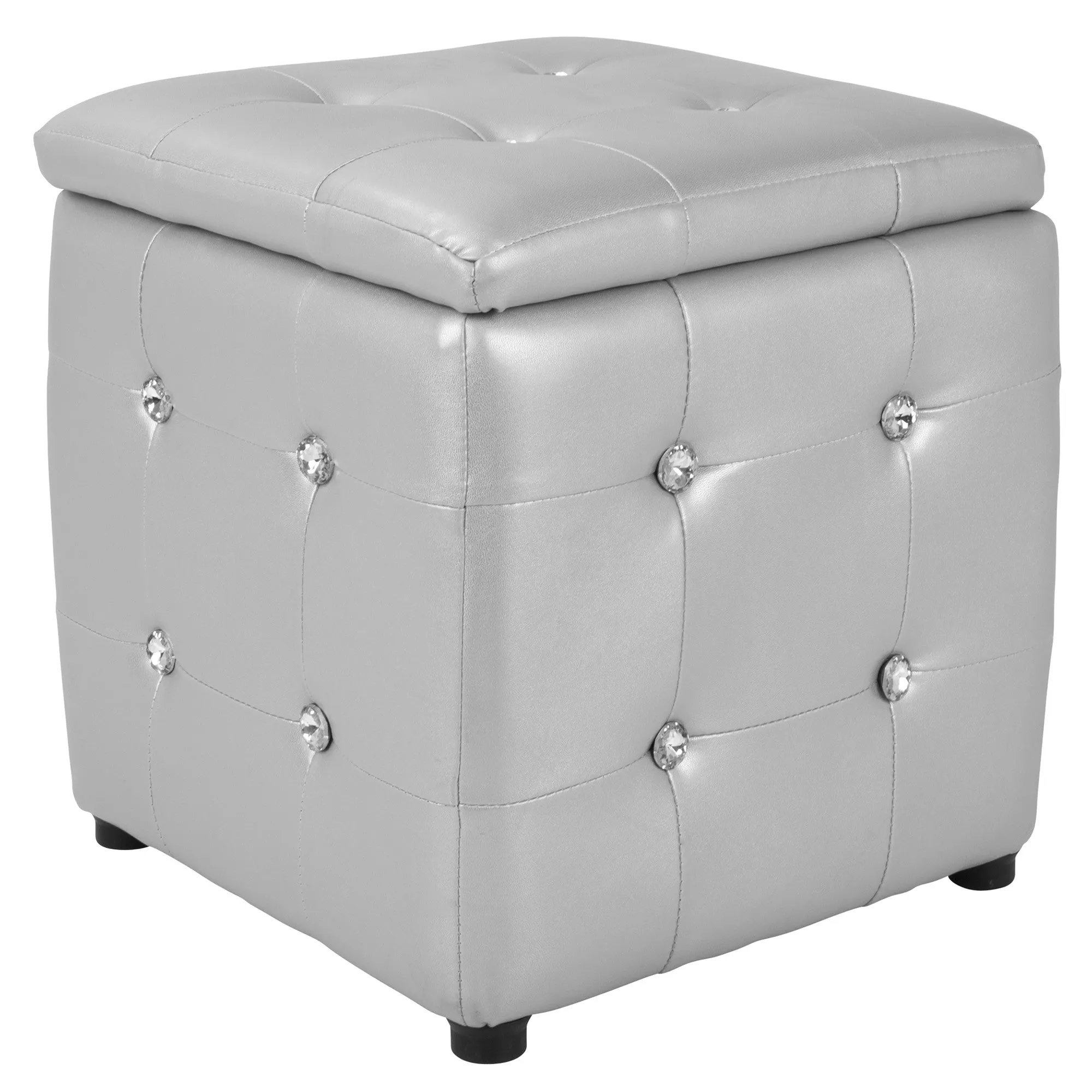 Pouf Contemporary Ottoman in Silver by LumiSource