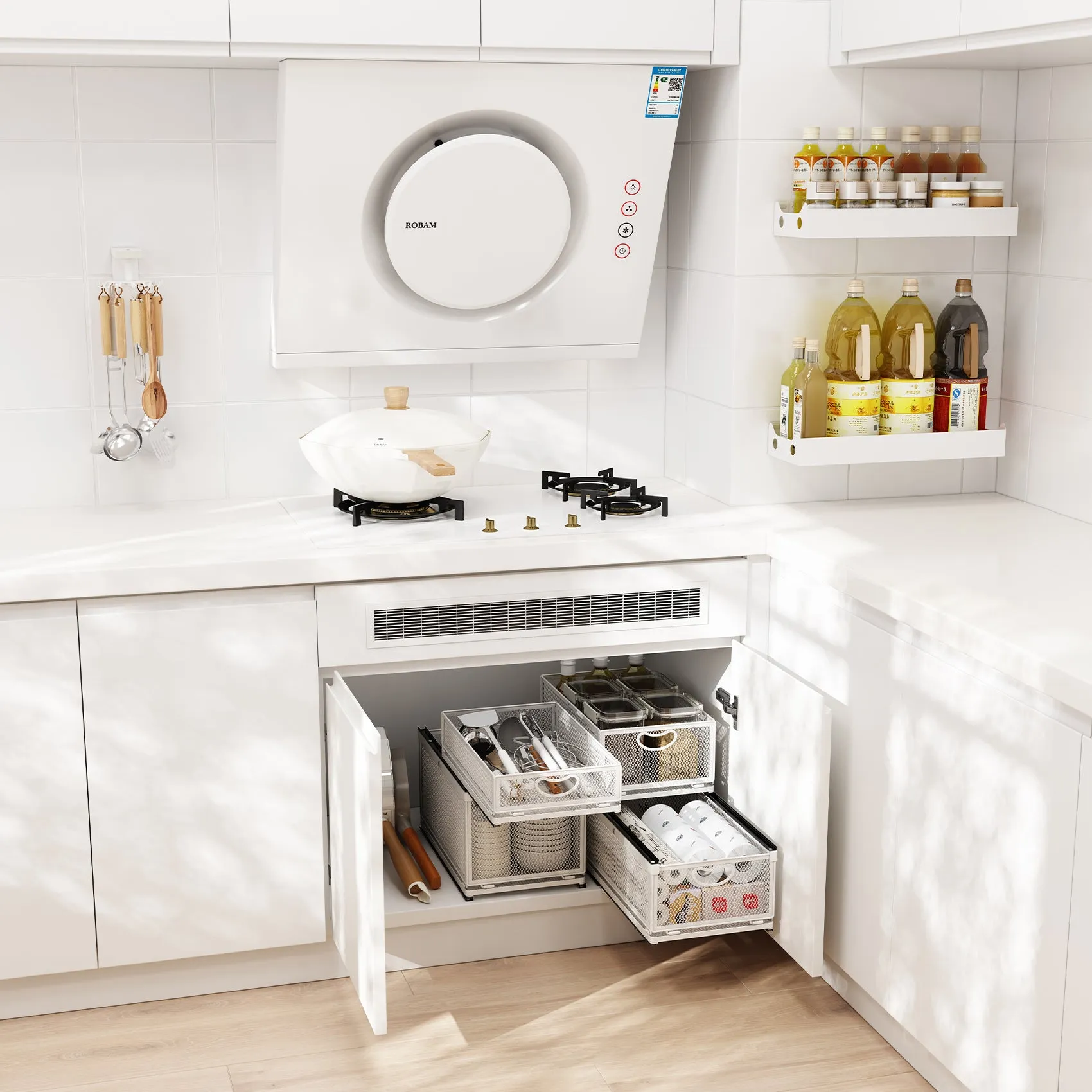 Pull Out Drawer Basket Under Sink Rack Multiple Sizes